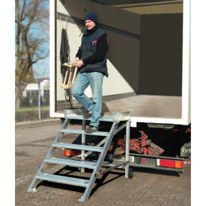 Schody z podestem KRAUSE®, jezdne, szerokość stopnia 800 mm, wysokość stania 0,60 m