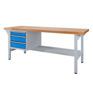 Ława warsztatowa Steinbock® Pro, 3 x szuflada, 1 x półka, udźwig 500 kg, wys. x szer. x gł. 850 x 2000 x 750 mm, RAL 7035/5012