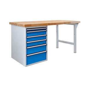 Ława warsztatowa Steinbock® Pro, 6 x szuflada, udźwig 500 kg, wys. x szer. x gł. 850 x 1500 x 750 mm, RAL 7035/5012