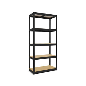 Regał do ciężkich ładunków HEMMDAL typ S+, kolor czarny – 180 x 90 x 60 cm – do 750 kg