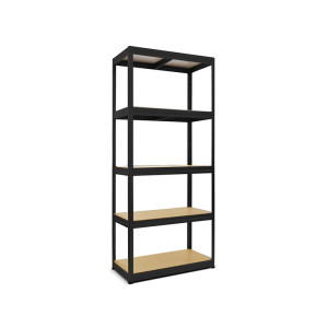 Regał do ciężkich ładunków HEMMDAL typ S, kolor czarny – 180 x 90 x 45 cm – do 750 kg