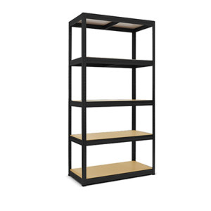 Regał do ciężkich ładunków HEMMDAL typ XS, kolor czarny – 180 x 75 x 35 cm – do 750 kg
