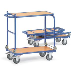 Składany wózek stołowy fetra® z ramą stalową, 2 poziomy po 720 × 450 mm