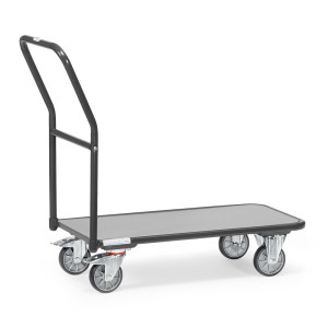 Wózek platformowy fetra® z drewnianą powierzchnią ładunkową szer. x gł. 600 x 1 000 mm, udźwig 250 kg kolor szary antracytowy