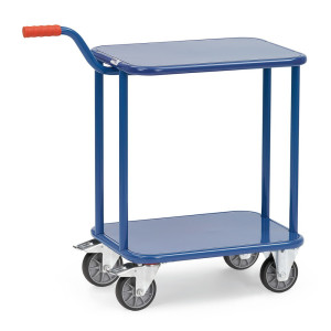 Piętrowy transporter z uchwytem fetra®, ze stalowymi podłogami, 2 piętra po 600 × 450 mm