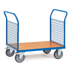 Wózek platformowy fetra®, ze ścianami kratowymi z 2 stron, powierzchnia ładunkowa szer. × gł. 600 × 1000 mm