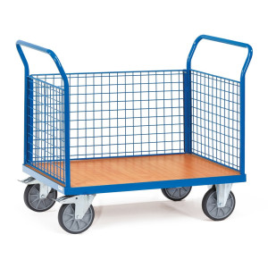 Wózek platformowy fetra®, ze ścianami kratowymi z 3 stron, powierzchnia ładunkowa szer. × gł. 700 × 1000 mm