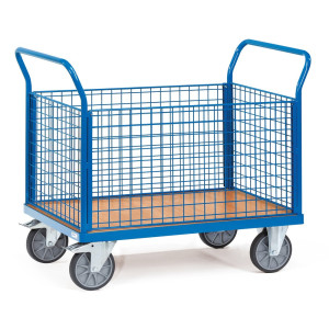 Wózek platformowy fetra®, ze ścianami kratowymi z 4 stron, powierzchnia ładunkowa szer. × gł. 500 × 850 mm