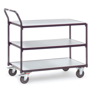 Wózek stołowy ESD fetra®, udźwig 300 kg, 3 powierzchnie ładunkowe o wymiarach 500 × 850 mm