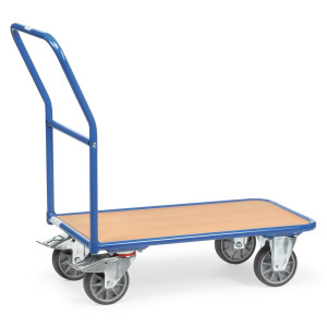 Wózek platformowy fetra® z drewnianą powierzchnią ładunkową szer. x gł. 700 x 1000 mm, udźwig 400 kg