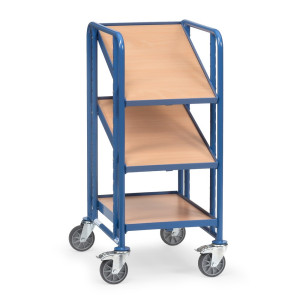 Wózek piętrowy na pojemniki euro fetra®, z poziomami, udźwig 250 kg, 3 x piętro o wymiarach 410 × 610 mm