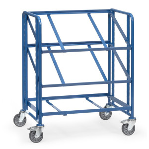 Wózek piętrowy na pojemniki euro fetra®, otwarta rama, udźwig 250 kg, 3 x piętro o wymiarach 820 × 610 mm