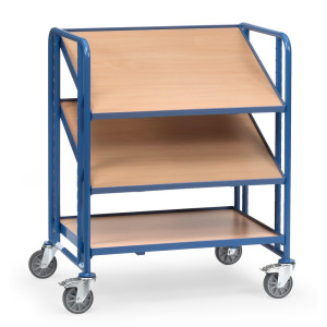 Wózek piętrowy na pojemniki euro fetra®, z poziomami, udźwig 250 kg, 3 x piętro o wymiarach 820 × 610 mm
