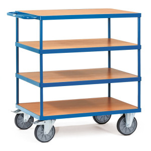 Ciężki wózek stołowy i montażowy fetra®, 4 piętra o wymiarach 700 x 1000 mm
