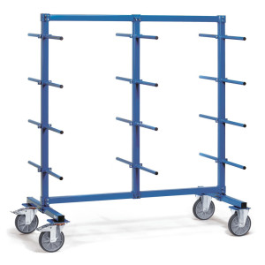 Wózek z ramieniem nośnym fetra®, dwustronny, 24 szt. ramion nośnych, wys. x szer. x gł. 1 807 x 1 400 x 800 mm