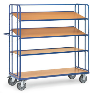 Wózek piętrowy na pojemniki euro fetra®, udźwig 500 kg, 4 poz. po 1250 × 610 mm
