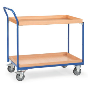 Wózek stołowy fetra® z 2 pojemnikami drewnianymi po 1000 x 600 mm, wysokość 1030 mm
