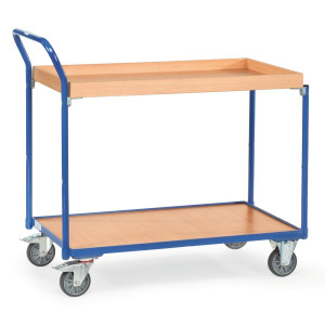 Wózek stołowy fetra® z 1 drewnianą podłogą + 1 drewnianym pojemnikiem po 1000 x 600 mm, wysokość 1030 mm