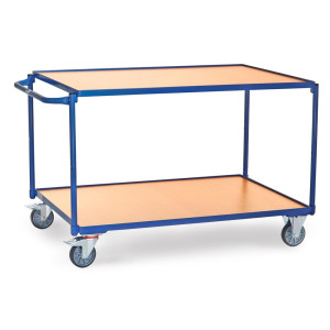 Wózek stołowy fetra®, udźwig 300 kg, 2 piętra o wymiarach 1200 × 800 mm, poziomy pałąk do pchania