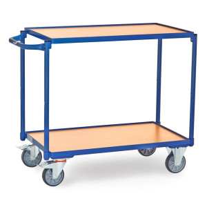 Wózek stołowy fetra®, udźwig 300 kg, 2 piętra o wymiarach 850 × 500 mm, poziomy pałąk do pchania