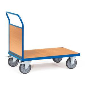 Wózek platformowy fetra®, z drewnianą ścianą czołową, powierzchnia ładunkowa szer. x gł. 500 x 850 mm