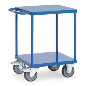 Wózek stołowy i montażowy fetra® z podłogami z blachy stalowej po 600 x 600 mm