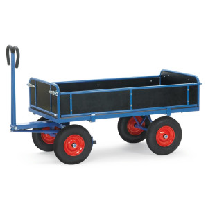 Ręczny wózek skrzyniowy fetra® z 3 rozkładanymi ścianami, powierzchnia ładunkowa 800 x 1200 mm, udźwig 1000 kg, ogumienie z pełnej gumy
