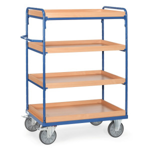 Wózek piętrowy fetra® z półkami wkładanymi, 4 poz. po 850 x 500 mm, wysokość 1511 mm