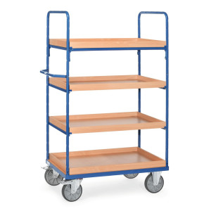 Wózek piętrowy fetra® z półkami wkładanymi, 4 poz. po 1200 x 800 mm, wysokość 1800 mm