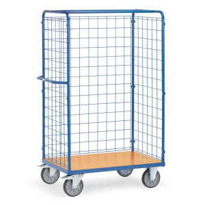 Wózek do paczek fetra®, 3-stronny ze ścianą kratową, powierzchnia ładunkowa szer. x gł. 1000 x 600 mm, wysokość 1800 mm