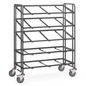 Wózek piętrowy do pojemników Euro ESD fetra®, udźwig 250 kg, 3 powierzchnie ładunkowe o wymiarach 610 x 1240 mm, bez półek