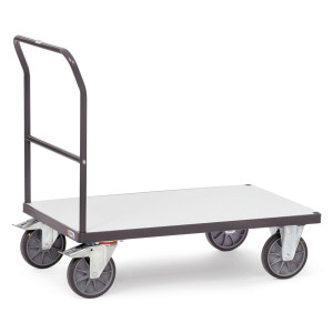 Wózek platformowy ESD fetra® z drewnianą powierzchnią ładunkową szer. x gł. 700 x 1000 mm, udźwig 600 kg
