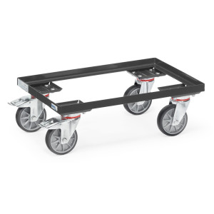 Transporter na kółkach do pojemników Euro fetra® ze stali, udźwig 250 kg, powierzchnia ładunkowa szer. x gł. 610 x 410 mm, kolor antracytowy szary