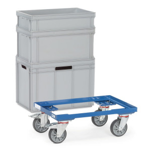 Transporter na kółkach do pojemników Euro fetra® ze stali, udźwig 250 kg, powierzchnia ładunkowa szer. x gł. 610 x 410 mm