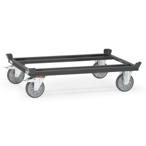 Podwozie jezdne fetra® z narożnikami, udźwig 750 kg, do palet 1200 x 800 mm, ogumienie TPE, kolor antracytowy szary