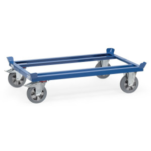 Podwozie jezdne fetra® z narożnikami, udźwig 1000 kg, do palet 1200 x 1000 mm, ogumienie z elastycznej pełnej gumy