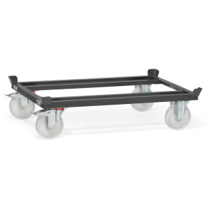 Podwozie jezdne fetra® z narożnikami, udźwig 1000 kg, do palet 1200 x 800 mm, ogumienie poliamidowe, kolor antracytowy szary