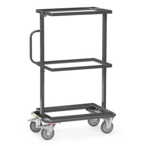 Wózek dostawiany ESD fetra®, udźwig 200 kg, 3 powierzchnie ładunkowe o wymiarach 405 x 605 mm, bez półek