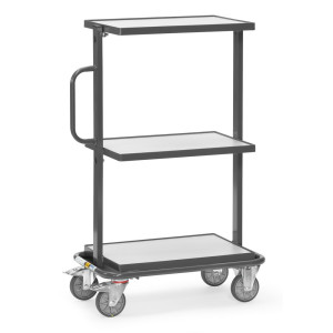 Wózek dostawiany ESD fetra®, udźwig 200 kg, 3 powierzchnie ładunkowe o wymiarach 405 x 605 mm, z półkami