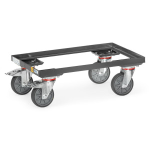 Transporter na kółkach do pojemników Euro fetra® ESD, udźwig 250 kg, powierzchnia ładunkowa 405 x 605 mm, bez półki