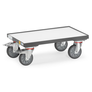 Transporter na kółkach do pojemników Euro fetra®, udźwig 250 kg, powierzchnia ładunkowa 405 x 605 mm, z półką