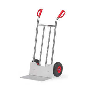 Aluminiowy wózek transportowy fetra®, udźwig 150 kg, szufla szer. x gł. 480 x 300 mm, ogumienie PU