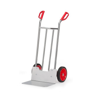 Aluminiowy wózek transportowy fetra®, udźwig 150 kg, szufla szer. x gł. 480 x 300 mm, ogumienie z pełnej gumy