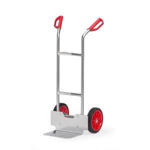 Aluminiowy wózek transportowy fetra®, udźwig 150 kg, szufla szer. x gł. 320 x 250 mm, ogumienie z pełnej gumy