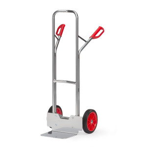 Aluminiowy wózek transportowy fetra®, udźwig 200 kg, szufla szer. x gł. 320 x 250 mm, ogumienie z pełnej gumy