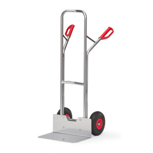 Aluminiowy wózek transportowy fetra®, udźwig 200 kg, szufla szer. x gł. 480 x 300 mm, ogumienie PU