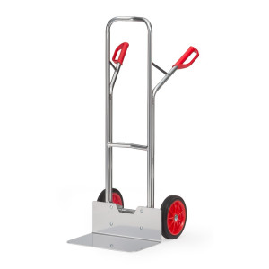 Aluminiowy wózek transportowy fetra®, udźwig 200 kg, szufla szer. x gł. 480 x 300 mm, ogumienie z pełnej gumy