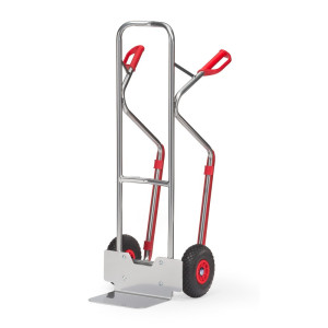 Aluminiowy wózek transportowy fetra®, udźwig 200 kg, szufla szer. x gł. 320 x 250 mm, z płozami ślizgowymi, ogumienie PU