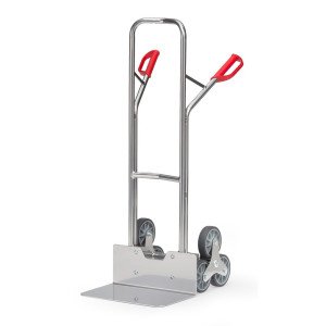 Wózek schodowy fetra®, 3-ramienna gwiazda kół, udźwig 200 kg, szufla szer. × gł. 480 × 300 mm, aluminium