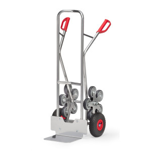 Wózek schodowy fetra®, 5-ramienna gwiazda kół, udźwig 200 kg, szufla szer. × gł. 320 × 250 mm, aluminium